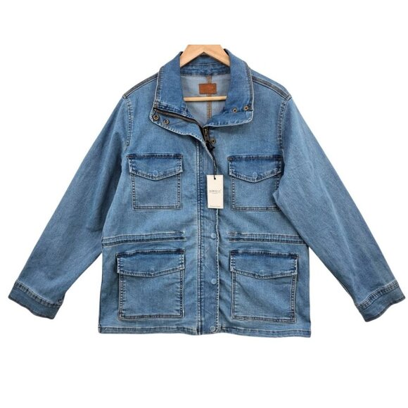Judy Blue Womens M Denim Won't‎ Lose My Way Utility Jacket NWT - Picture 2 of 12